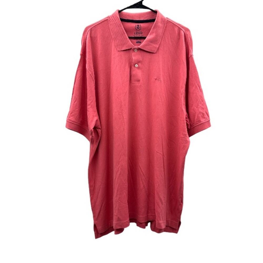 Izod Solid Pink Short Sleeve Two Button Polo Shirt‎ Size XXL